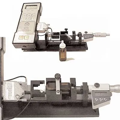 Dispositif personnalisé pour installer l'échantillon et mesurer le déplacement du capuchon distributeur