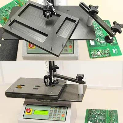 Teste de retenção de circuito de PCB com acessórios de fixação de amostra personalizados